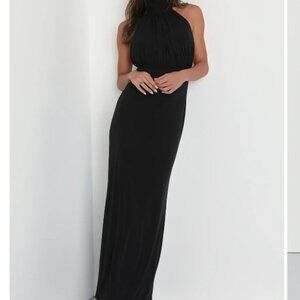 Lulus Black Halter Backless Mermaid Maxi Dress